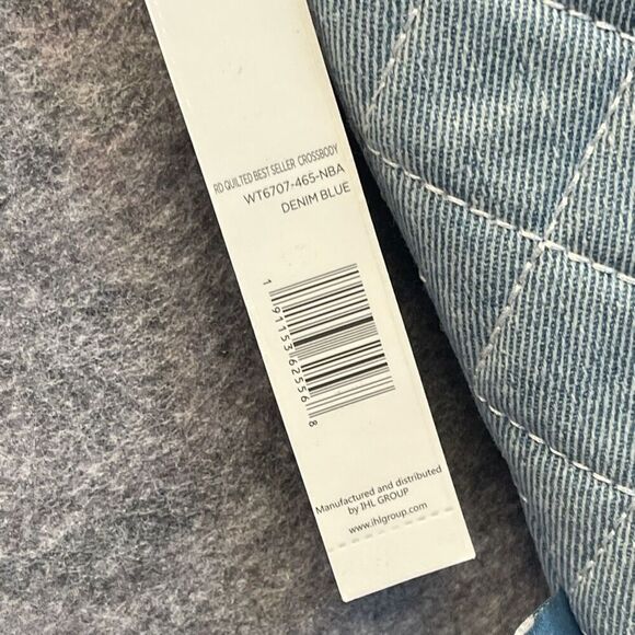 NWT RAE DUNN Crossbody Bag Blue Denim Quilted Purse With Matching Pouch New - Picture 5 of 14